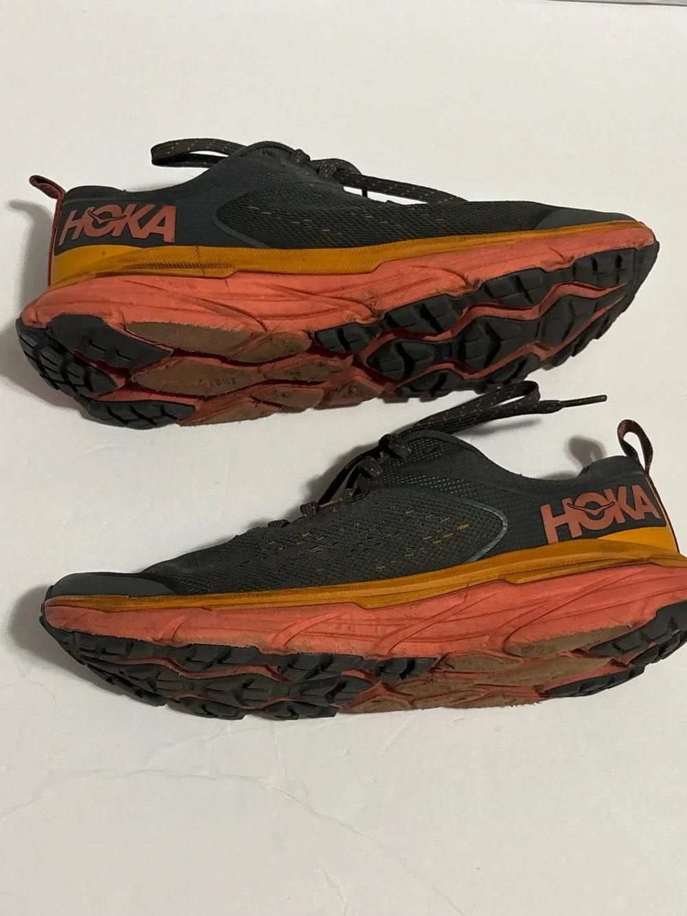 Hoka Women’s one one Sneaker in Gray with Pink & Orange Accents Size 7.5B